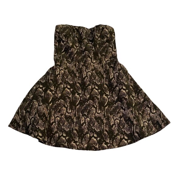 Strapless Snake Print Fit & Flare Dress By Express Size 8 - Picture 2 of 11